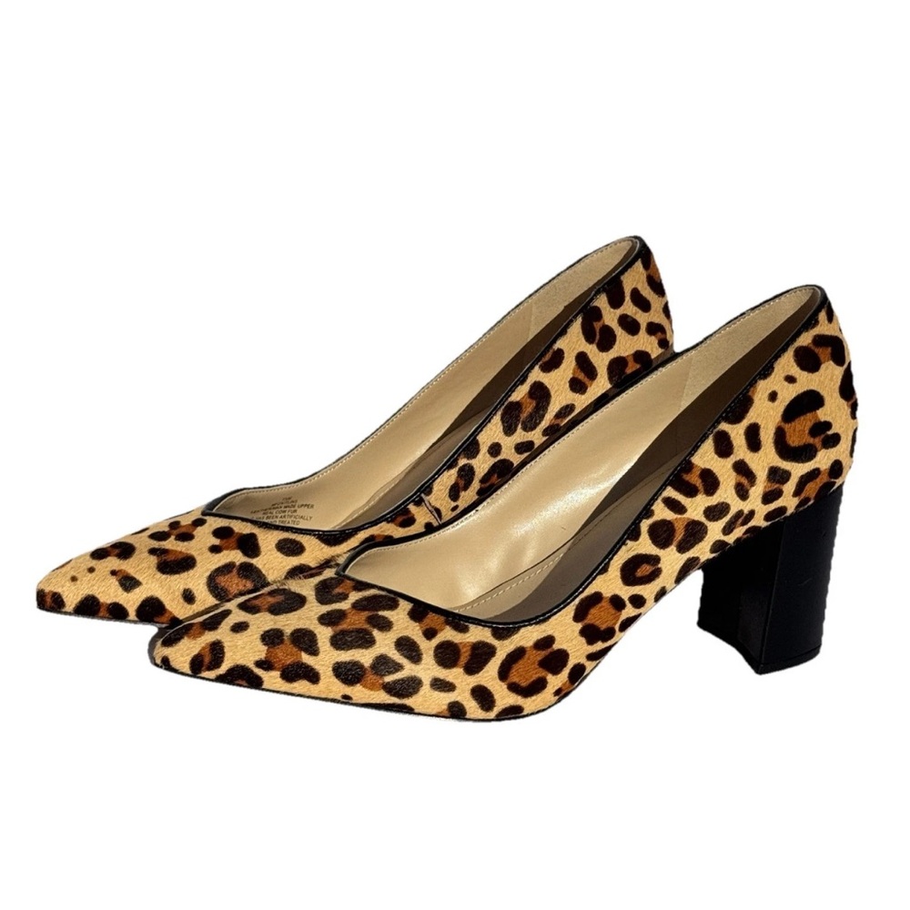 Marc Fisher Caitlin Leopard Print Calf Hair Pumps Pointed Toe Heels